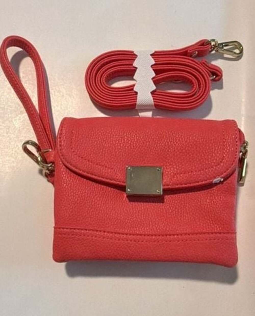 Charming Charlie Red Faux Leather Crossbody Purse Wallet with Strap